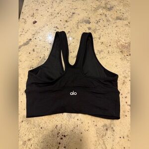 Alo Yoga Black Ruched Sports Bra — Size Small